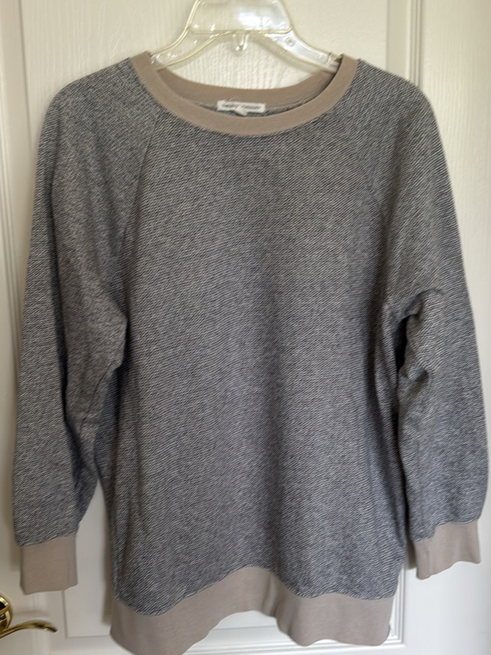 Threads 4 Thought Heather Grey Crewneck Sweater with Beige Trim
